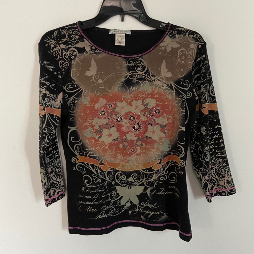 SOLD: Y2K Print 3/4 Sleeve Top
